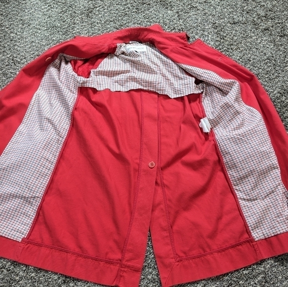 See By Chloe red belted collared cotton button closure trench coat jacket 6 - Picture 12 of 14